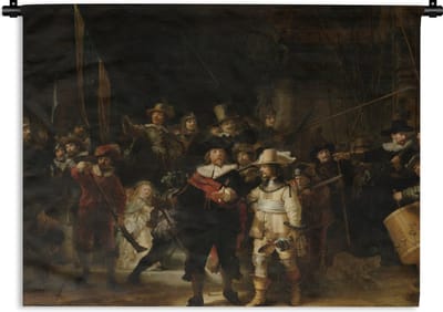 Wandkleed - Wanddoek - De Nachtwacht - Kunst - Oude meesters - Rembrandt - 120x90 cm - Wandtapijt
