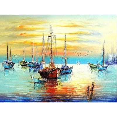 5D bricolage diamant peinture voilier en mer diamant brodé point de croix strass mosaïque 20X30CM blue