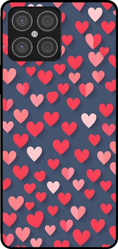 Smartphonica Telefoonhoesje Geschikt voor Huawei Honor X8 4G met Roze en Rode Hartjes Opdruk - TPU Backcover Case With Rosé and Red Heart Design geschikt voor Huawei Honor X8
