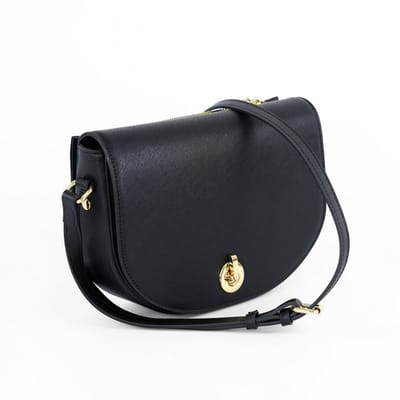 Solier Arvona F29 - schoudertas dames - zwart - crossbody - saffiano eco leer - verstelbare schouderriem