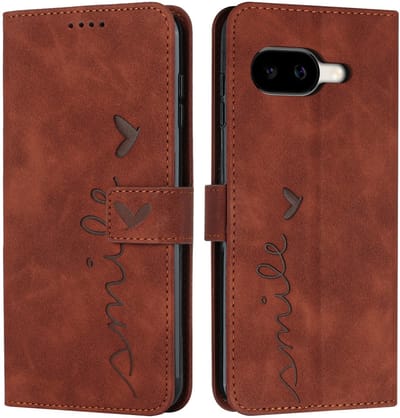 Coverup Hoesje - Geschikt voor Google Pixel 10a Hoesje - Coverup Smile Book Case - Bruin