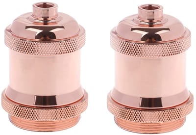 Allecto - E26 E27 Lamp Socket - 2Pcs met Shade Ring - Gouden Lampenhouder - Retro Pendant Lichten - Geschikt voor Vintage Interieur - Ideaal voor T...