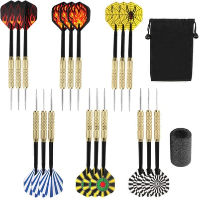 18x Metalen Dartpijlen Set met Stalen Punten voor Beginners en Hobbyisten