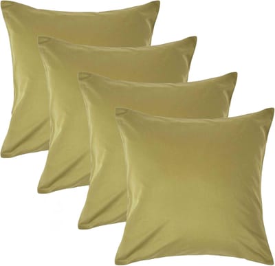 Homescapes Luxe Satijn Kussensloop 40x40 cm – Olijfgroen – Set van 4 – 100% Egyptisch Katoen Satijn – Draaddichtheid 1000