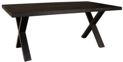 Eettafel rechthoek mangohout Xavier zwart 180cm duurzaam tafel met X-poot mango eetkamertafel rechthoekig hout