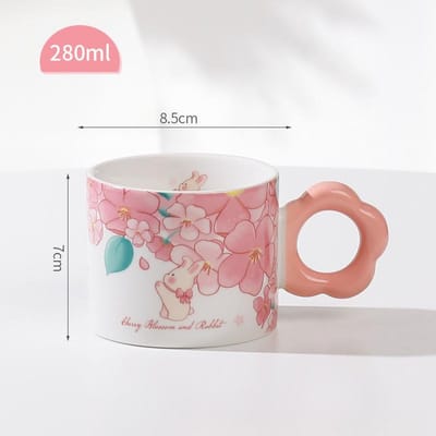 Schattige Dieren Cartoon met Handvat Waterbeker Keramische Koffiekop Schotel Set High-end Kop voor Afternoon Tea 201-300ml