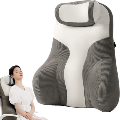 Leeskussen - Rugsteun Kussen - Ontspannen op bank - Ergonomisch ontwerp - 60 x 42 x 20 cm - Grijs