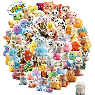 100 stuks Schattige Cartoon Dier Stickers Waterdicht DIY voor Telefoon Laptop Gitaar Kinder Speelgoed Graffiti Mix
