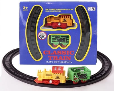 Treintje met rails kunststof - trein met aanhanger en 6 x rails