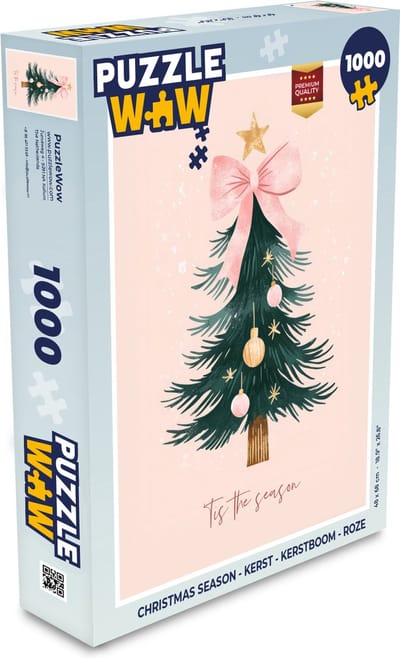 Puzzel Christmas Season - Kerst - Kerstboom - Roze - Legpuzzel - Puzzel 1000 stukjes volwassenen - Kerst - Cadeau - Kerstcadeau voor mannen, vrouwen en kinderen