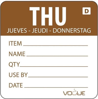 Hygiplas oplosbare kleurcode voedseletiketten donderdag (250 stuks)