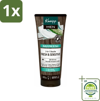 1 x Kneipp - Shampoo & Douche - Men - Fresh & Sensitive - Voor gevoelige en droge huid - 200 ml - Douchegel - Mannenhuid - Gevoelige Huid - Droge Huid - Verzorging