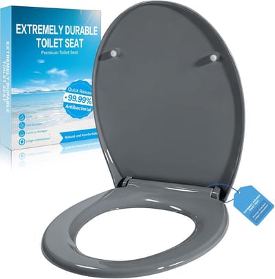 Toiletbril - WC-deksel - Badkamer Vernieuwen - Ovale Vorm - 44 x 38 cm - Grijs