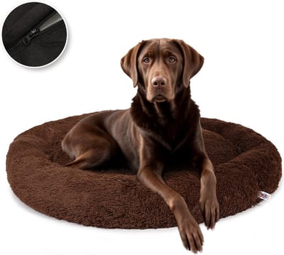 Pet Perfect Premium Donut Hondenmand 100 cm - Fluffy Hondenkussen - Hondenbed - Bruin - Met Rits - Wasbaar - Extra Gevuld