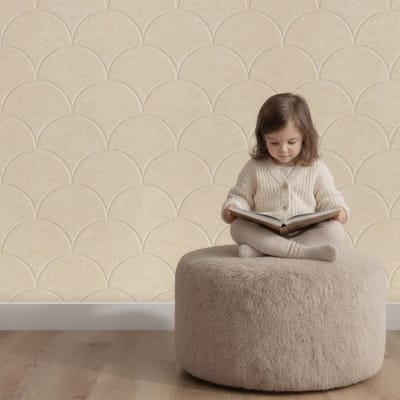 Wandpaneel vilt, schubben, beige – 2950 x 1200 mm | 9mm dik | Verbetert de akoestiek | Eenvoudige montage | Wanddecoratie