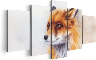 Artaza Canvas Schilderij Vijfluik Vos op Aquarel Getekend - Abstract - 100x50 - Foto Op Canvas - Canvas Print