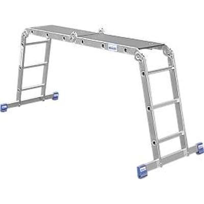 Krause aluminium knikladder, 4 x 3 sporten (300 mm diep), SpeedMatic systeem, 2 dwarsladders