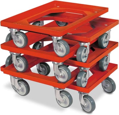 6x Verrijdbare Transportroller voor Containers 600x400mm - Draagkracht 250kg