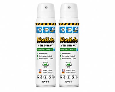 Wexit.bz Wespenspray Duopack – 2 x 150 ml – Wespenverjager op Bronwaterbasis – Dier- & Natuurvriendelijk – Voor Terras, Horeca & Wespennesten