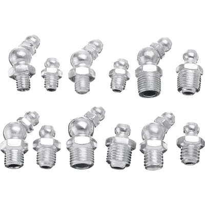 130 Stuks Hydraulische Smeernippels Gegalvaniseerd Metaal Smeernippel Fitting Assortimentsets Fitting Metrisch Imperiaal BSP UNF zilver