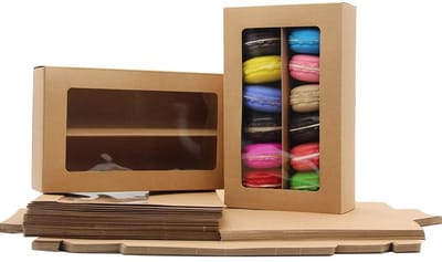 Dailygoody - Macaron Boxes - Verpakking voor Gebak - Robuust en Praktisch - Bruin - Voor Macarons en Desserts - Geschikt voor Feestjes en Evenementen