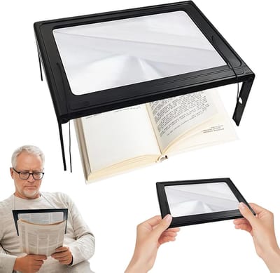 Vergrootglas met Licht - Leesloep - Lezen met Slecht Zicht - Extra Groot Zichtbereik - 27.5 x 20.3 cm - Wit