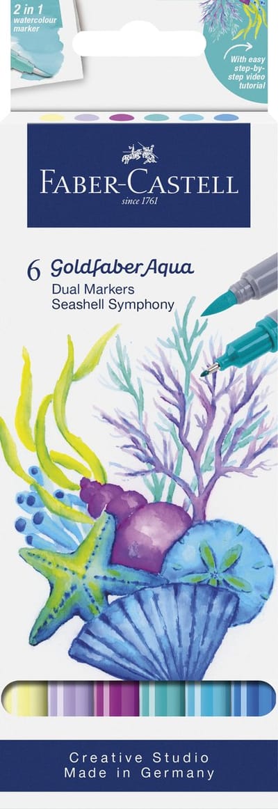 Duo aquarelmarker Faber Castell Goldfaber kartonetui 6 stuks Seashells - FC-164510