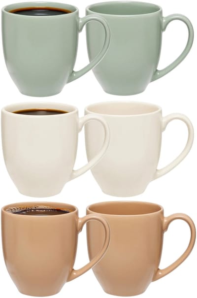 5Five Koffiemokken Venice - 6x stuks - Keramiek - in 3 kleuren - 480 ml - 9 x 11 cm - Bekers