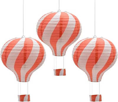 Papieren lantaarns 30cm - blauwe luchtballon - set van 3 - sfeervolle decoratie voor feestjes - ShopVlot