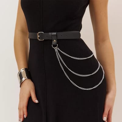 Dames Sexy PU Leer Lichaamsketting Taille Riem Gotische Stijl Buik Harness Sieraden Accessoire Voor Kleding brown
