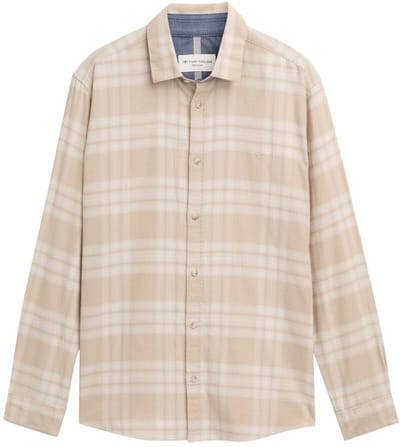 Tom Tailor - Regular fit overhemd met geborduurd logo - Maat XXL - light cashmere tonal check