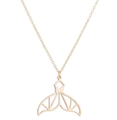 Fako Bijoux® - Ketting Met Hanger - Stainless Steel - RVS - Dolfijn Staart - Goudkleurig