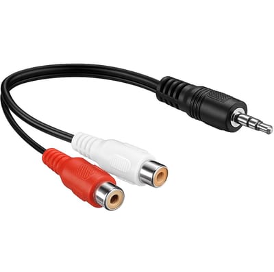 Jack naar tulp kabel - Universeel - 3,5 mm female jack naar 2x RCA Male - Zwart - 0,2 meter - Allteq
