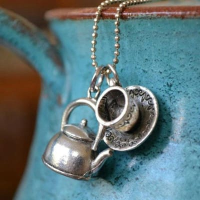 1 Stuks Retro Mode 2000S Esthetiek Theepot Kralen Ketting Bedel Ketting Theepot Met Theekopje Ketting Bruidsmeisje Cadeau Sieraden gray
