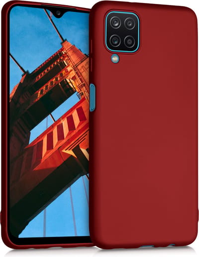 kwmobile telefoonhoesje geschikt voor Samsung Galaxy A12 - Hoesje voor smartphone - Back cover in metallic donkerrood