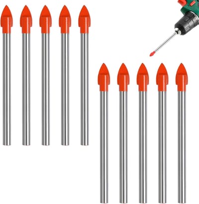 Tegelboor Set - Glasboren - Precisie Boren - Titanium Coating - 6 mm 10 Stuks - Rood