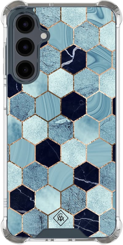 Casimoda® hoesje - Geschikt voor Samsung Galaxy A17 - Blue Cubes - Shockproof case - Extra sterk - TPU/polycarbonaat - Blauw, Transparant
