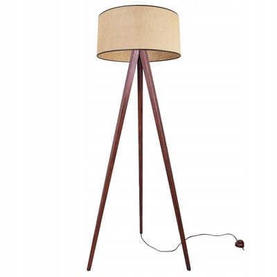 Light Home JUTA - Vloerlamp Staande Lamp - Houten Statief - Stoffen Kap Ø45 cm