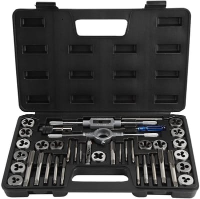 Dailygoody - Tap en Die Set 40-delig M3-M12 - Complete Rethreading Tool Kit met Opbergdoos