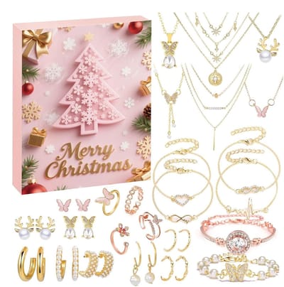 Sieradenkalender Advent 2026 - Oorbellenarmbandset voor meisjes - 24-daagse 2026 Kerstadvent - Vakantiekalender - Voor tienervolwassenen Familie Vriendin Verjaardag Valentijnsdag Feest