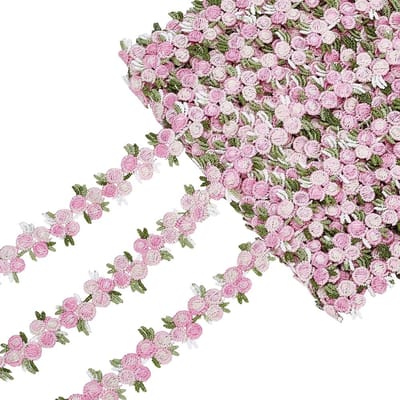 Dailygoods- Kant bloemenrand 13,7 m - Roze kant - 2,1 cm breed - Polyester stof - Bruiloft/woondecoratie - Creatieve projecten - Lint