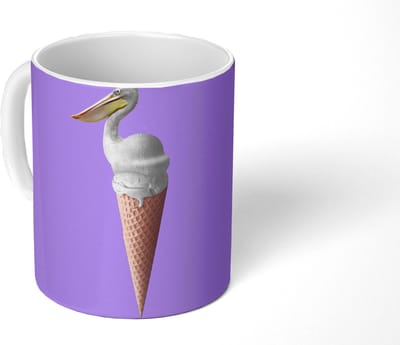 Mok - Koffiemok - IJs - Vogel - Pelikaan - Wit - IJshoorntje - Mokken - 350 ML - Beker - Koffiemokken - Theemok