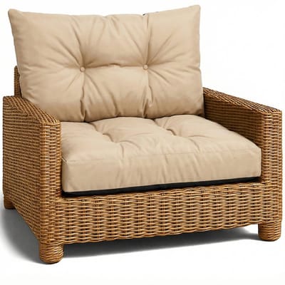 Kussen Lounge Tuinmeubelen - Zitkussen 50x50 cm Rug Rattan Ideaal voor balkon terras loungeset buiten comfort vulling dik duurzaam Beige