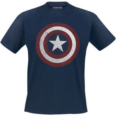 Captain America T-shirt - Shield Logo - XL tot XXL - voor Mannen - navy