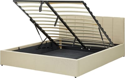 DREUX - Bed met opbergruimte - Beige - 160 x 200 cm - Polyester