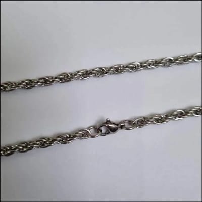 Aramat Jewels | Halskettingen | Stalen Ketting Koord Zilverkleurig – 60cm Gevlochten Koordketting RVS | | | |4mm | Staal | Volwassenen | Verkleurd niet