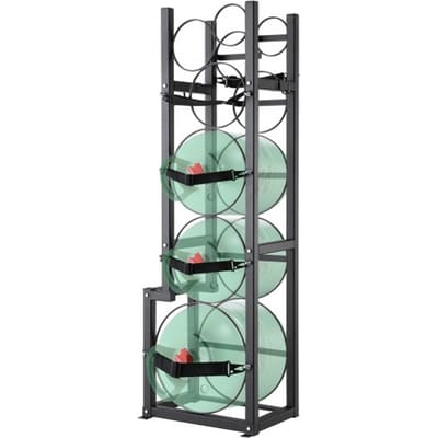 VEVOR koelmiddeltankrek, met 1 x 50 lbs, 2 x 30 lbs en 3 extra kleine cilindertanks, cilindertankrek 15,55 x 12,99 x 49,8 inch, koelmiddelcilinderrek en beugels voor Freon, gassen
