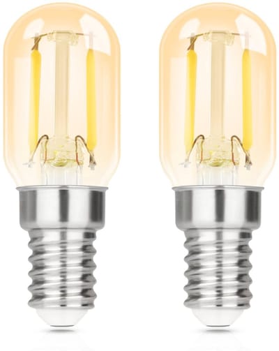 NETTLIFE T22 LED Filamentlamp E14 2W | Koel Wit 6000K | Amber Glas Ø2.2cm | Set van 2 | Vintage Dimbaar Effect voor Kroonluchter & Wandlamp