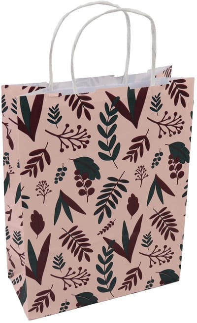 Papieren tasjes 50 stuks - Groen en Roze en Print / Multi colour - A5 18x24x8 - Cadeautasjes - Papieren tasjes met handvat