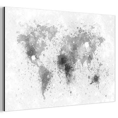 Aluminium schilderij 60x40 cm - Wanddecoratie metaal - Wereldkaart - Abstract - Verf - Kinderen - Jongens - Meisjes - Metalen muurdecoratie woonkamer - Decoratie industrieel - Foto op dibond - Industriële accessoires slaapkamer